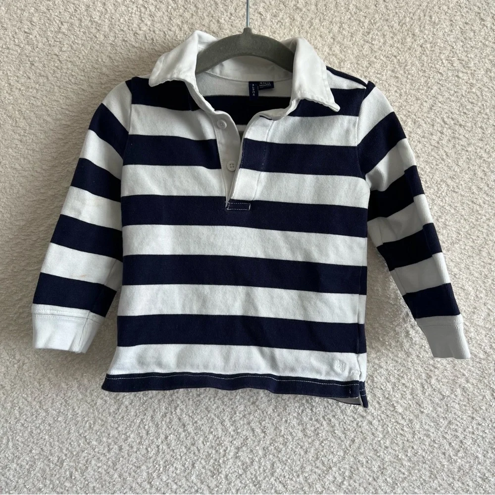 Janie And Jack Boys Collar Toddler Stripe‎ Long Sleeve Shirt Size 18-24 Months
